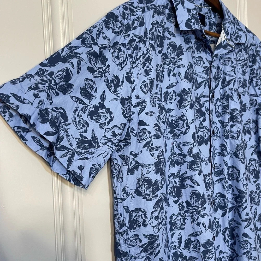 Haspel Clio Light Blue Tonal Floral Button Down Short Sleeve Shirt New Orleans‎ - Picture 7 of 9